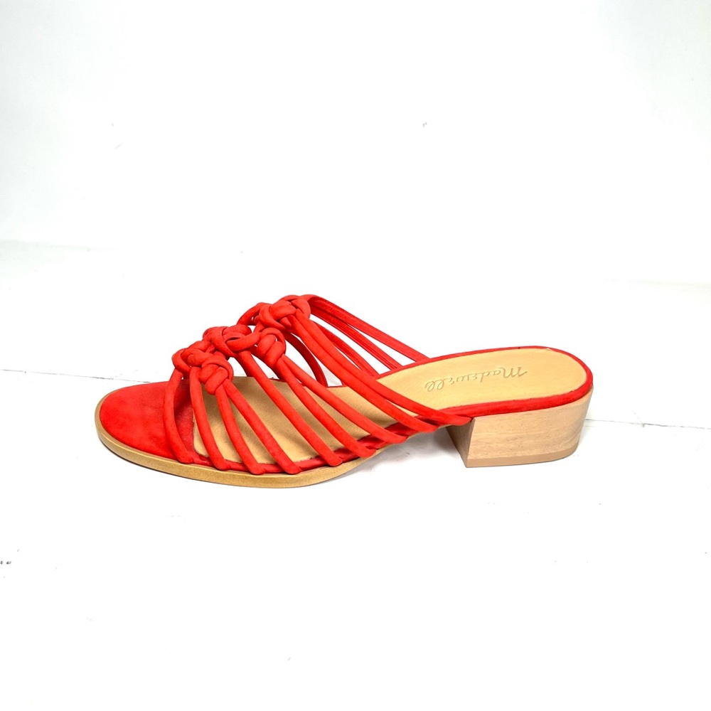 Madewell Dakota‎ Sandals Slides Women’s Size 6.5 Knotted Strappy Orange Suede.